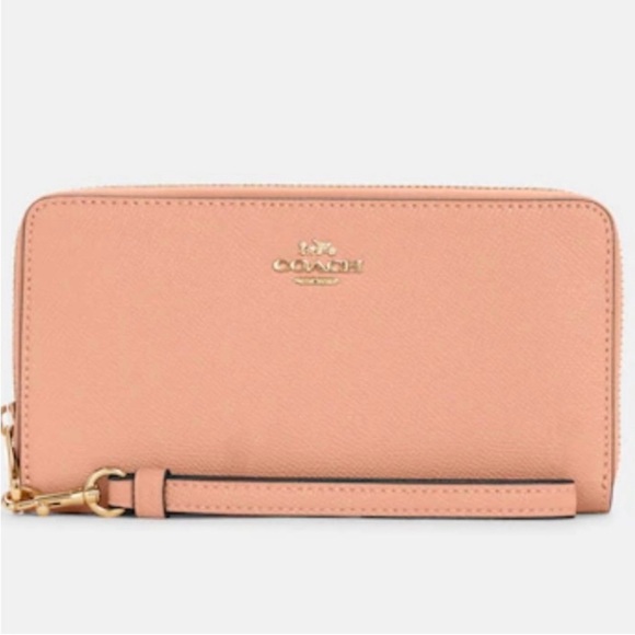 Coach Handbags - New Coach C3441 Long Zip Around Crossgrain Leather Wallet Faded Blush